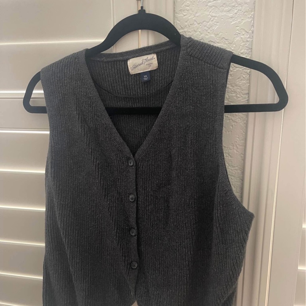Universal Thread Dark Gray V-Neck Button Front Sweater Vest